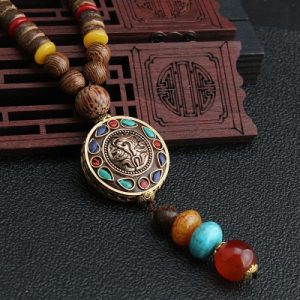 Collier bois ethnique
