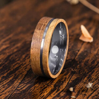 Bague homme bois et acier