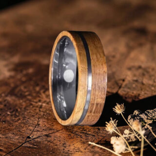 Bague homme bois et acier