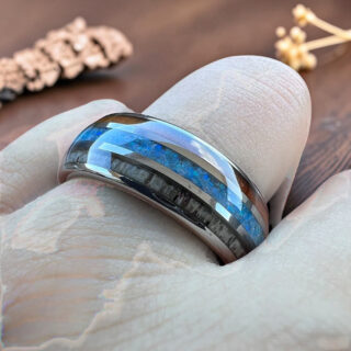 Bague bois et tungstène argent