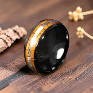 Bague bois et tungstène argent