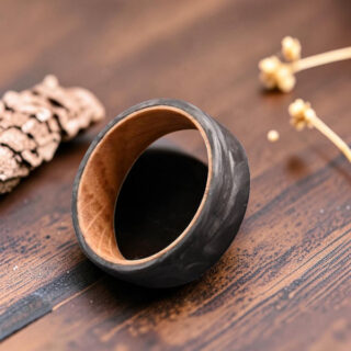 Bague bois et tungstène argent