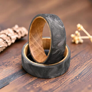 Bague bois et tungstène argent