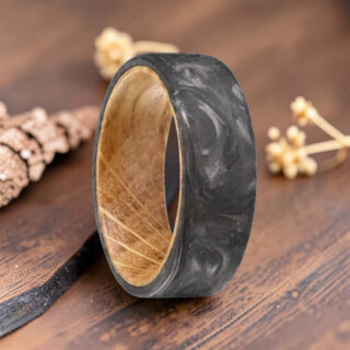 Bague bois et tungstène argent