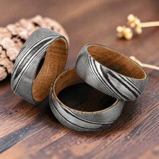 Bague bois et tungstène argent