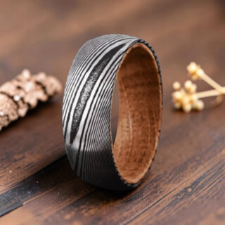 Bague bois et tungstène argent