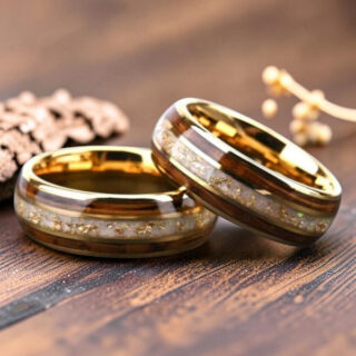 Bague bois et tungstène argent