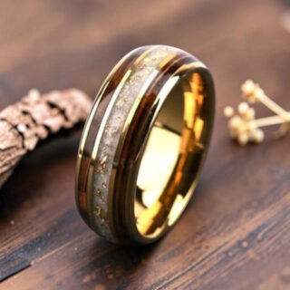 Bague bois et tungstène argent