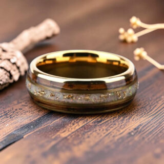 Bague bois et tungstène argent