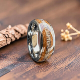 Bague en bois et acier pour homme
