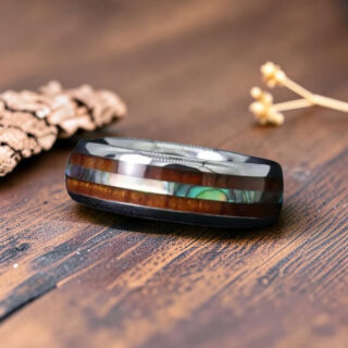 Bague bois tungstène couleur argent