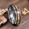Bague bois tungstène couleur argent