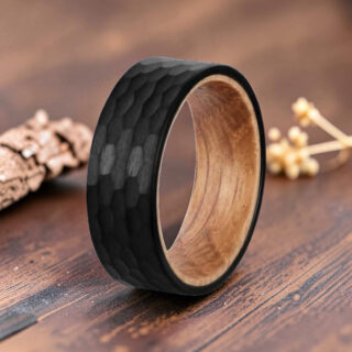 Bague homme bois et tungstene carbone