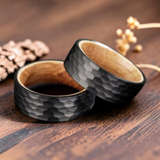 Bague homme bois et tungstene carbone