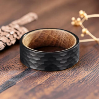 Bague homme bois et tungstene carbone