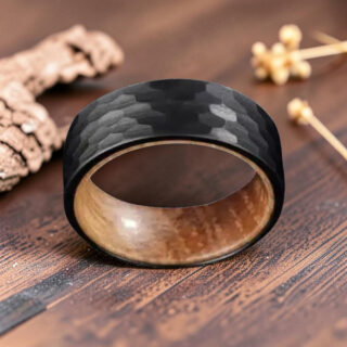 Bague homme bois et tungstene carbone