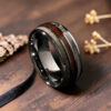 Bague en bois - Bois de cerf, Koa et Tungstène