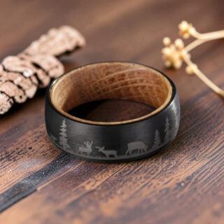 Bague en bois - Bois de Chêne et Tungstène