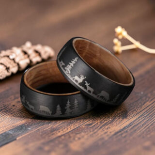 Bague en bois - Bois de Chêne et Tungstène