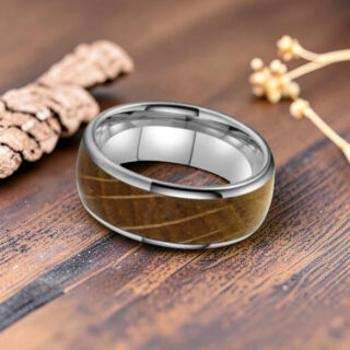 Bague en bois - Bois de Chêne et Tungstène argent