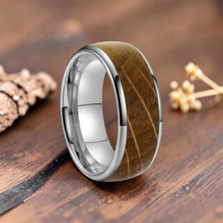 Bague en bois - Bois de Chêne et Tungstène argent