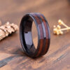 Bague en bois - Bois de Koa et Acier Inoxydable noir