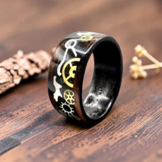 Bague en bois - Roues dentées