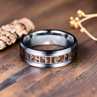 Bague en bois - Runes viking