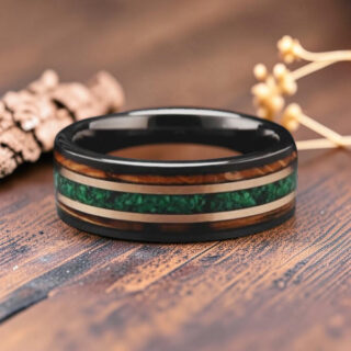 Bague en bois - Bois de Koa et Tungstène