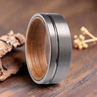 Alliance pour homme en bois et tungstène