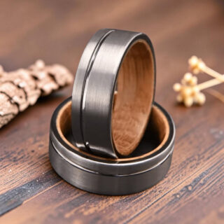 Alliance pour homme en bois et tungstène