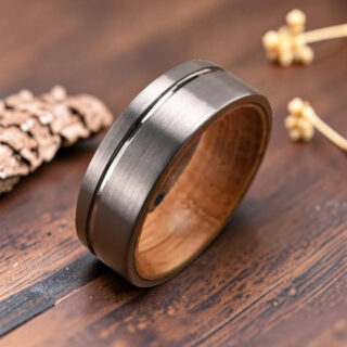 Alliance pour homme en bois et tungstène