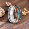 Bague en bois turquoise or rose