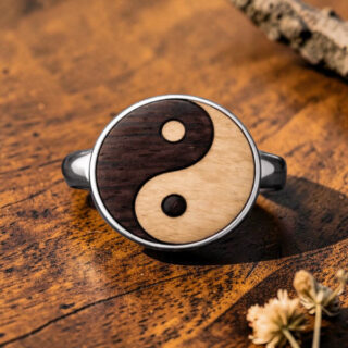 Bague en bois yin yang