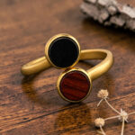 Bague en bois duo rouge noir
