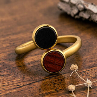 Bague en bois duo rouge noir