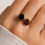 Bague en bois duo rouge noir