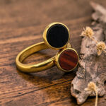 Bague en bois duo rouge noir