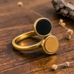 Bague en bois duo rouge noir