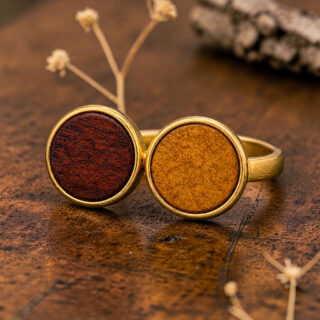 Bague en bois duo rouge noir