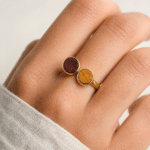 Bague en bois duo violet blanc