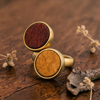 Bague en bois duo violet blanc