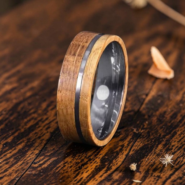 01 Bague Homme Bois Et Acier